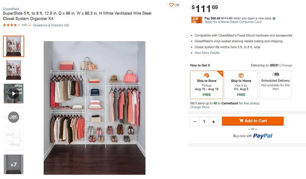 Closetmaid system from home depot
