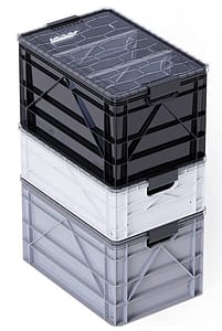 Picture of black white and grey Sidio bins for home organizing