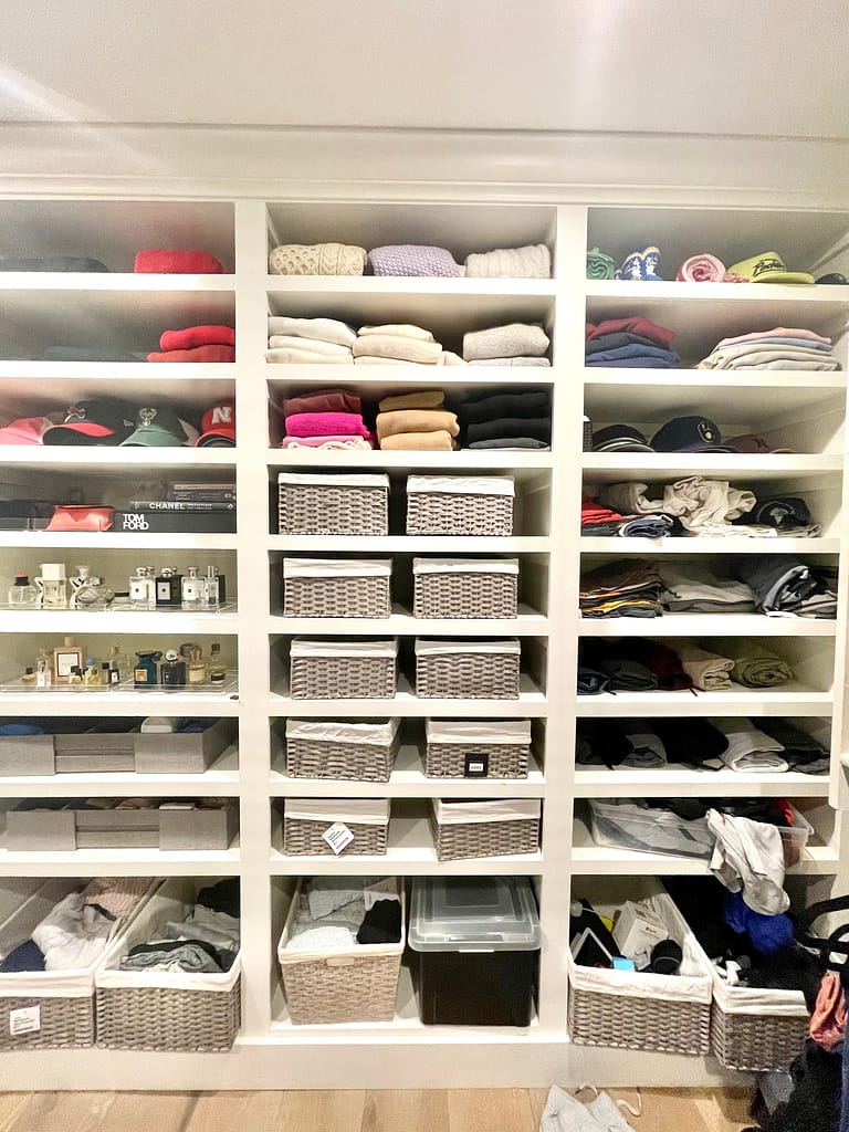 Organized closet shelves